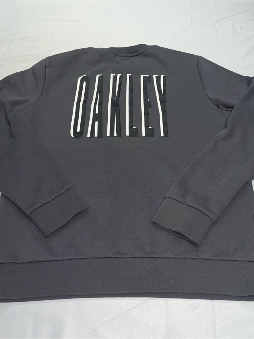 Oakley Mens Custom Fit Crewneck Sweatshirt Gray Graphic Pullover Small S - Picture 7 of 7